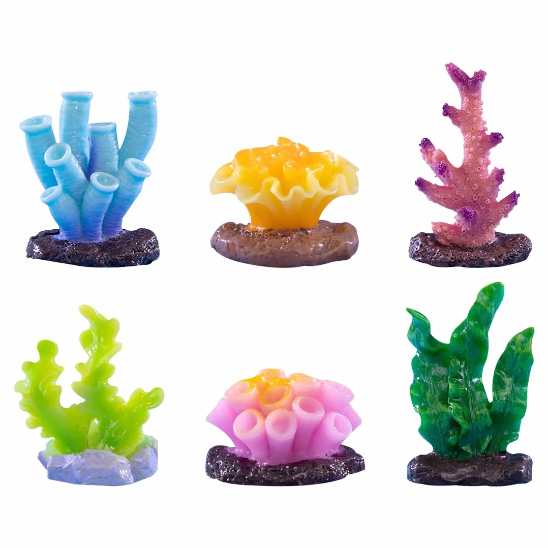 Décorations d'aquarium Corail Artificiel 6 Pièces Plantes Aquatiques