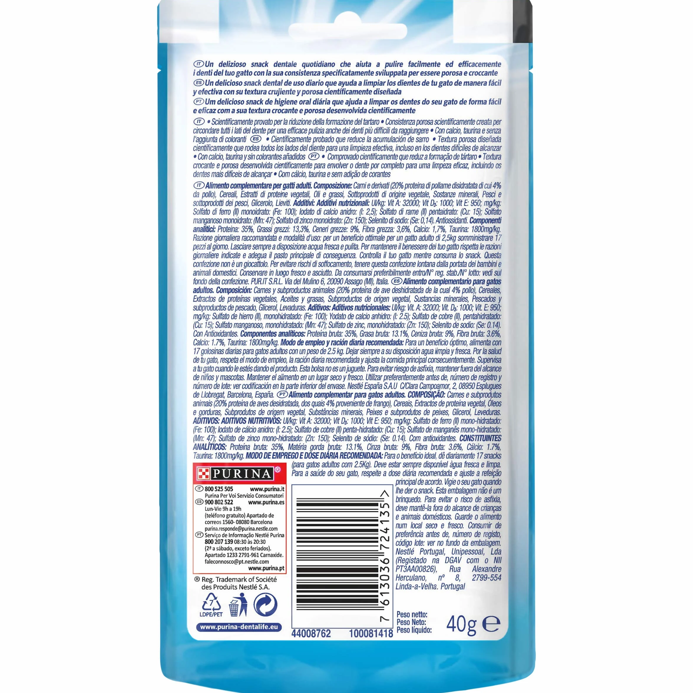 PURINA Dentalife Snack Chat Poulet 8x40g
