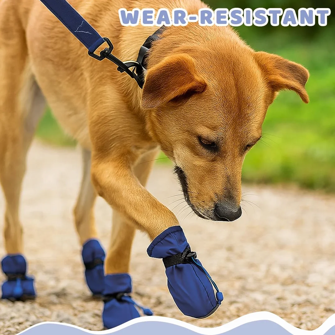 Lot de 4 Bottes Cana Paw Protector, Chaussettes Antidérapantes pour Chiens avec Sangles Réfléchissantes