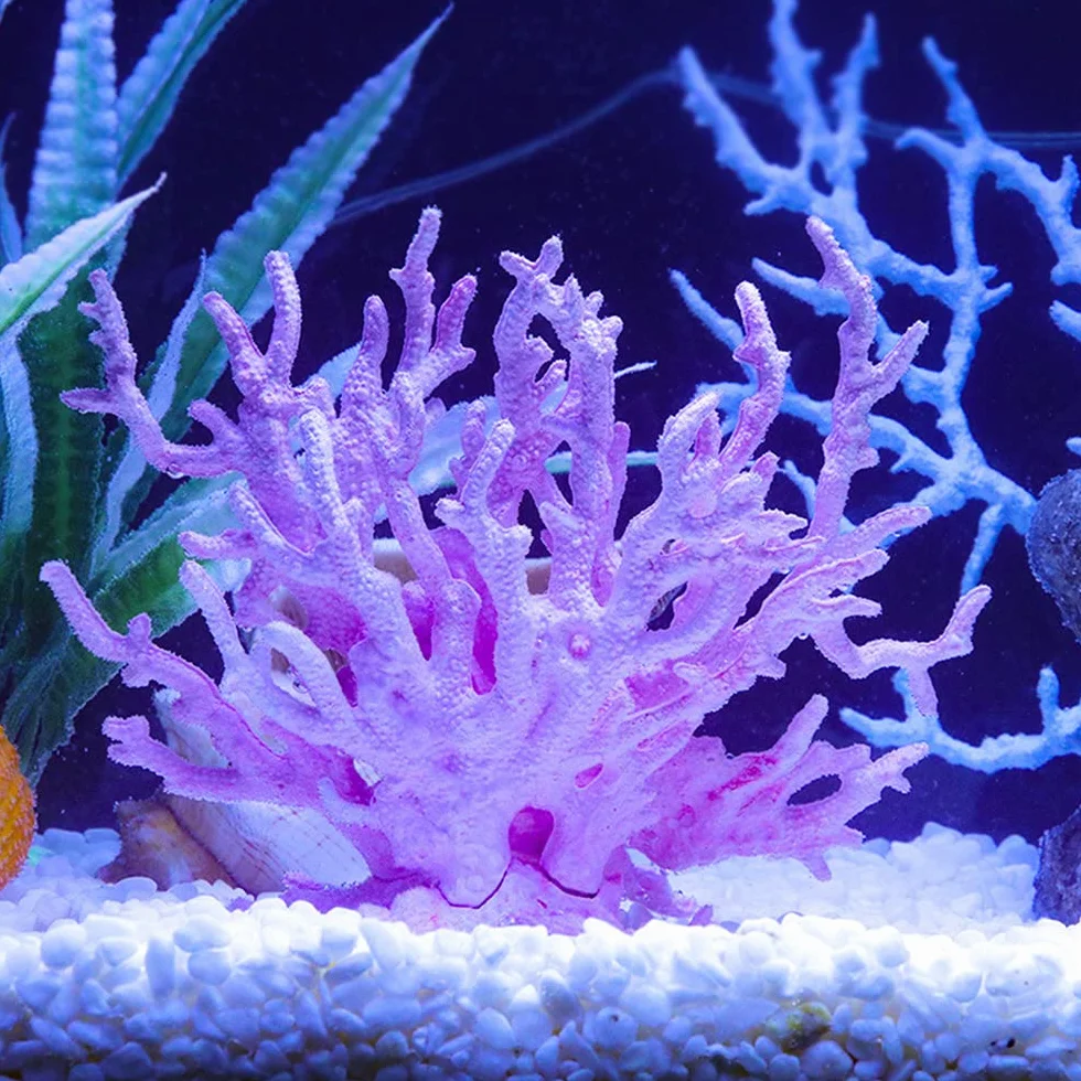 Branche de Corail en Résine Rose 17x13cm Décoration Aquarium