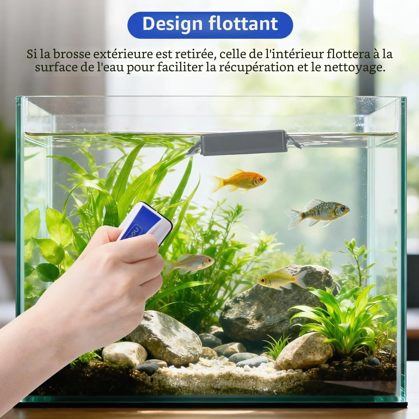 Nobleza Double Aimant Nettoyeur Aquarium Grattoir Magnétique Puissant Taille M 13.8x5x8cm