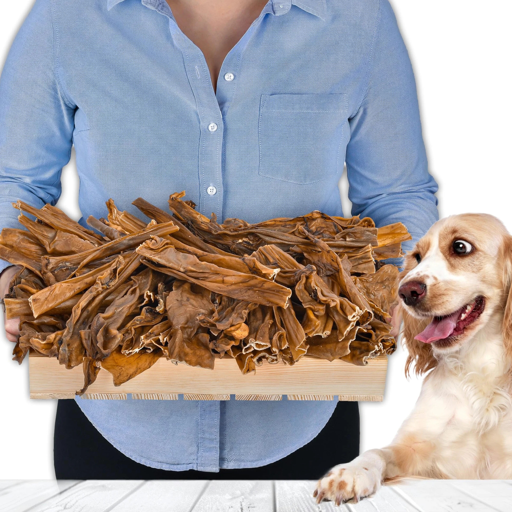 Peau de cerf avec fourrure pour chien 1 kg (environ 50 à 55 pièces) | Articles à mâcher séchés en cerf | Séché à l'air, faible en graisse, sans céréales | Monoprotéine | Produit naturel pour petits et