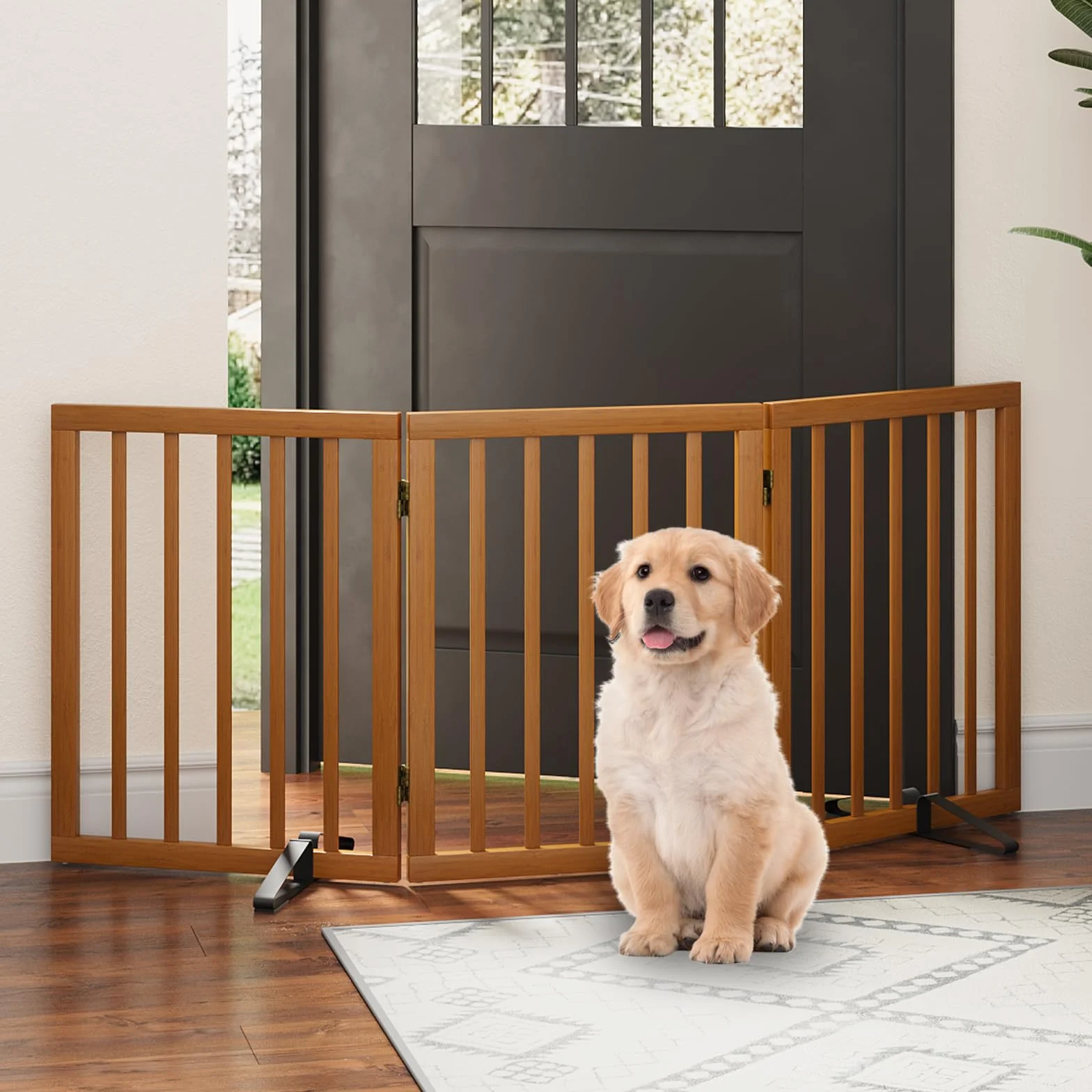 Barrière pliable pour chien intérieure, barrière autonome pour animaux domestiques