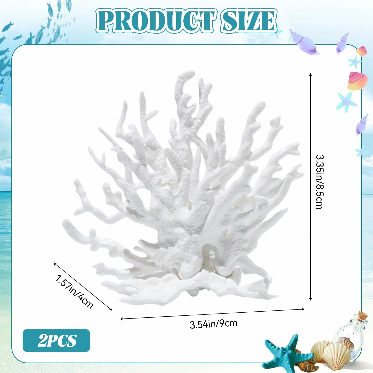 Faux Corail Artificiel 2 Pièces 9x4x8.5cm Décoration Aquarium
