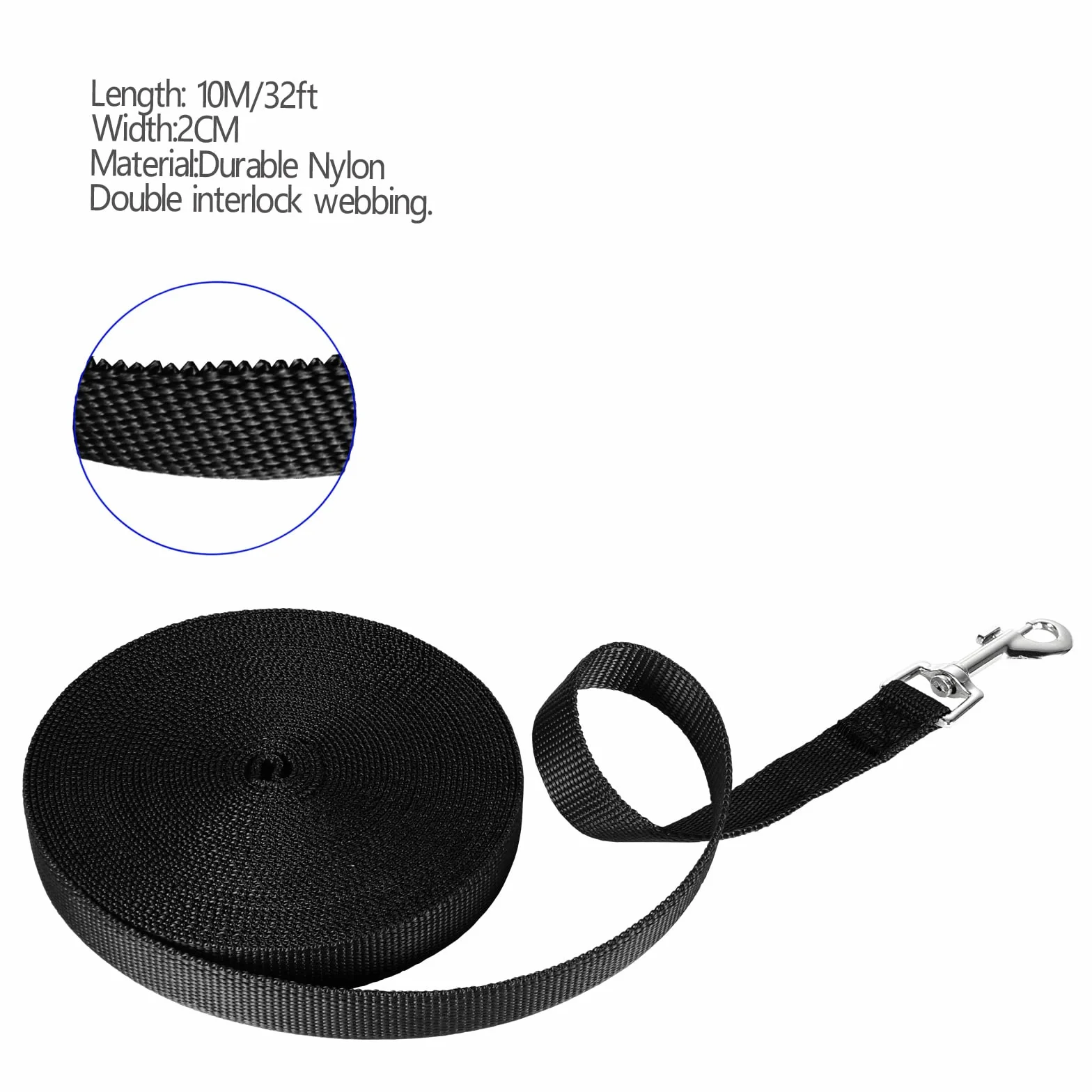 Longe pour Chien 5m 10m 15m Laisse de Dressage Longue Noir