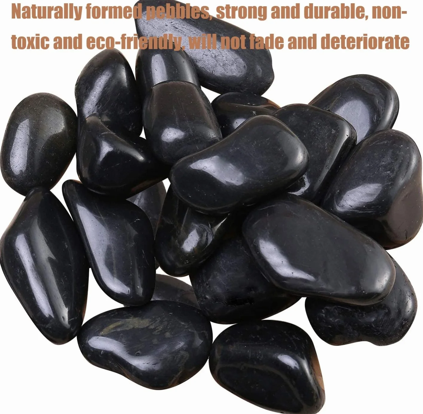 Galets Naturels Noirs 1kg Pierres de Rivière Polies Décoratives pour Aquarium Plantes Bambou Vase Jardin