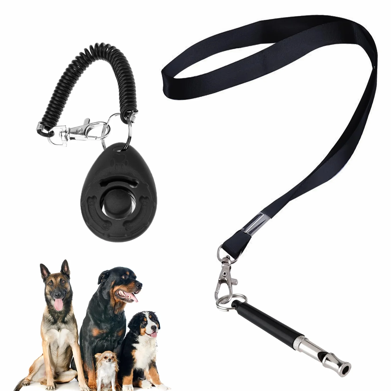 Sifflet Chien Clicker Dressage avec Lanière Kit Dressage Animaux