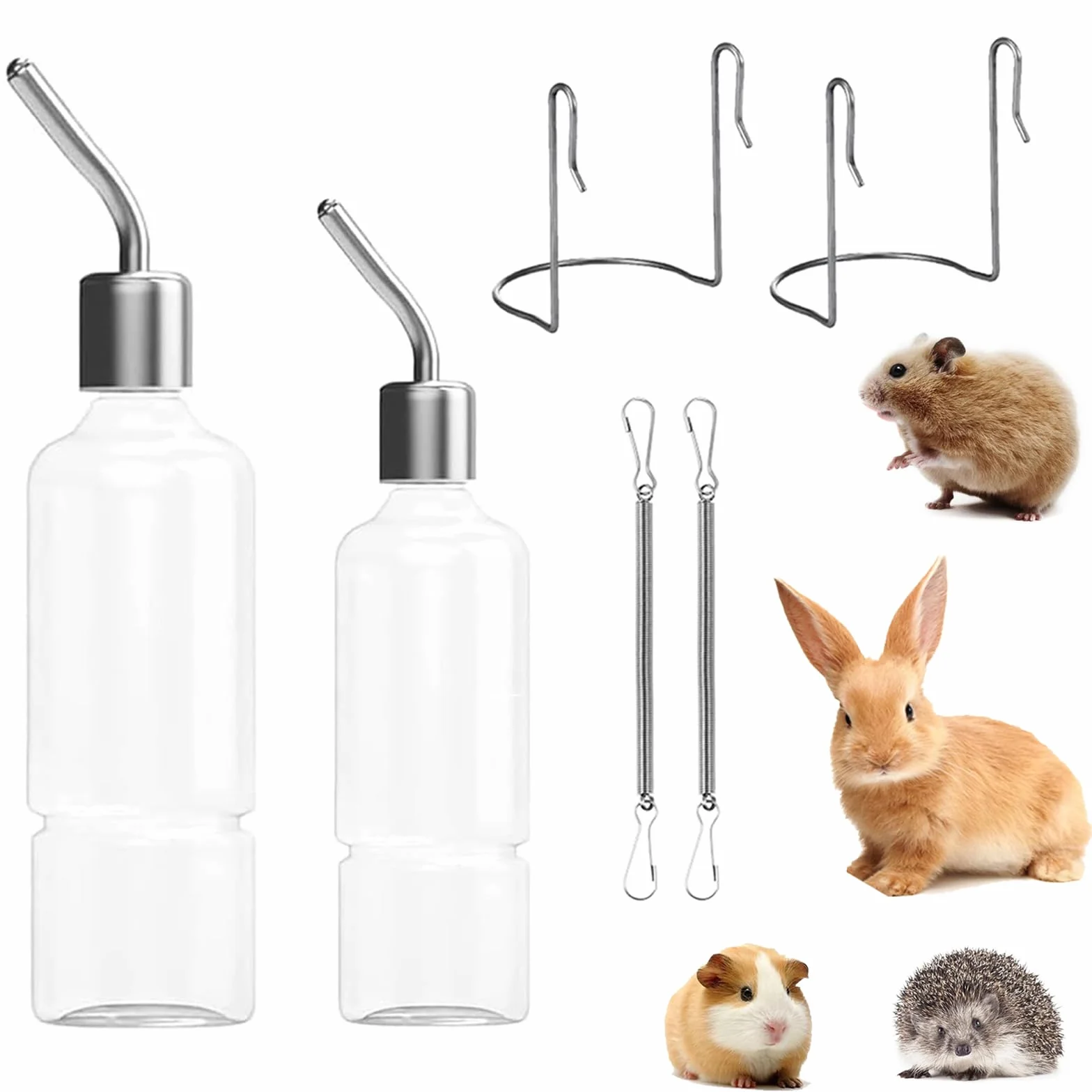 Biberon Lapin 2 Pièces Suspendus Distributeur Eau Rongeur 350 ML + 180 ML