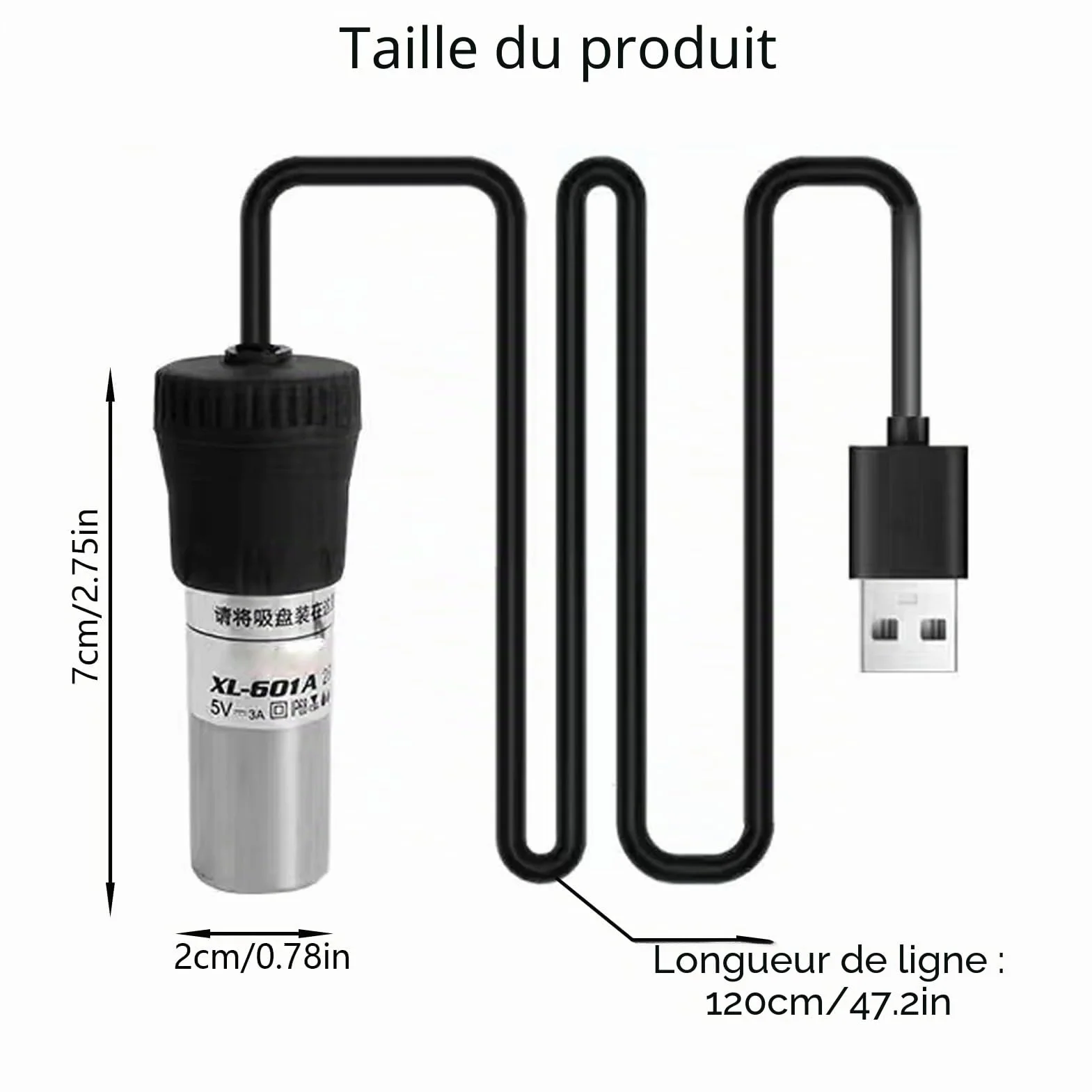 Bâton chauffant d'aquarium USB 5 W, chauffage d'aquarium avec design de sécurité robuste, contrôle automatique de la température, chauffage d'aquarium, conçu pour les petits aquariums d'eau salée et