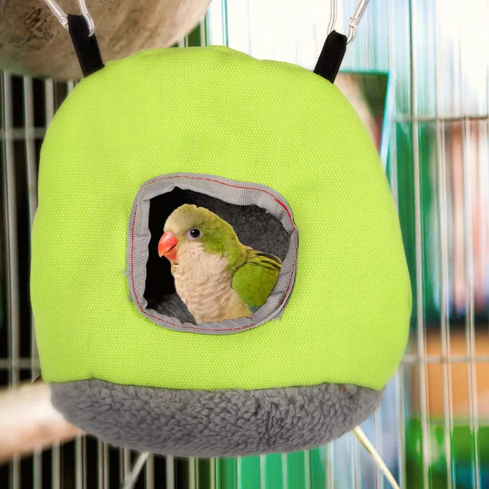 Nid d'oiseau Hiver Cabane Perroquet Suspendu Peluche Rond Doux Vert