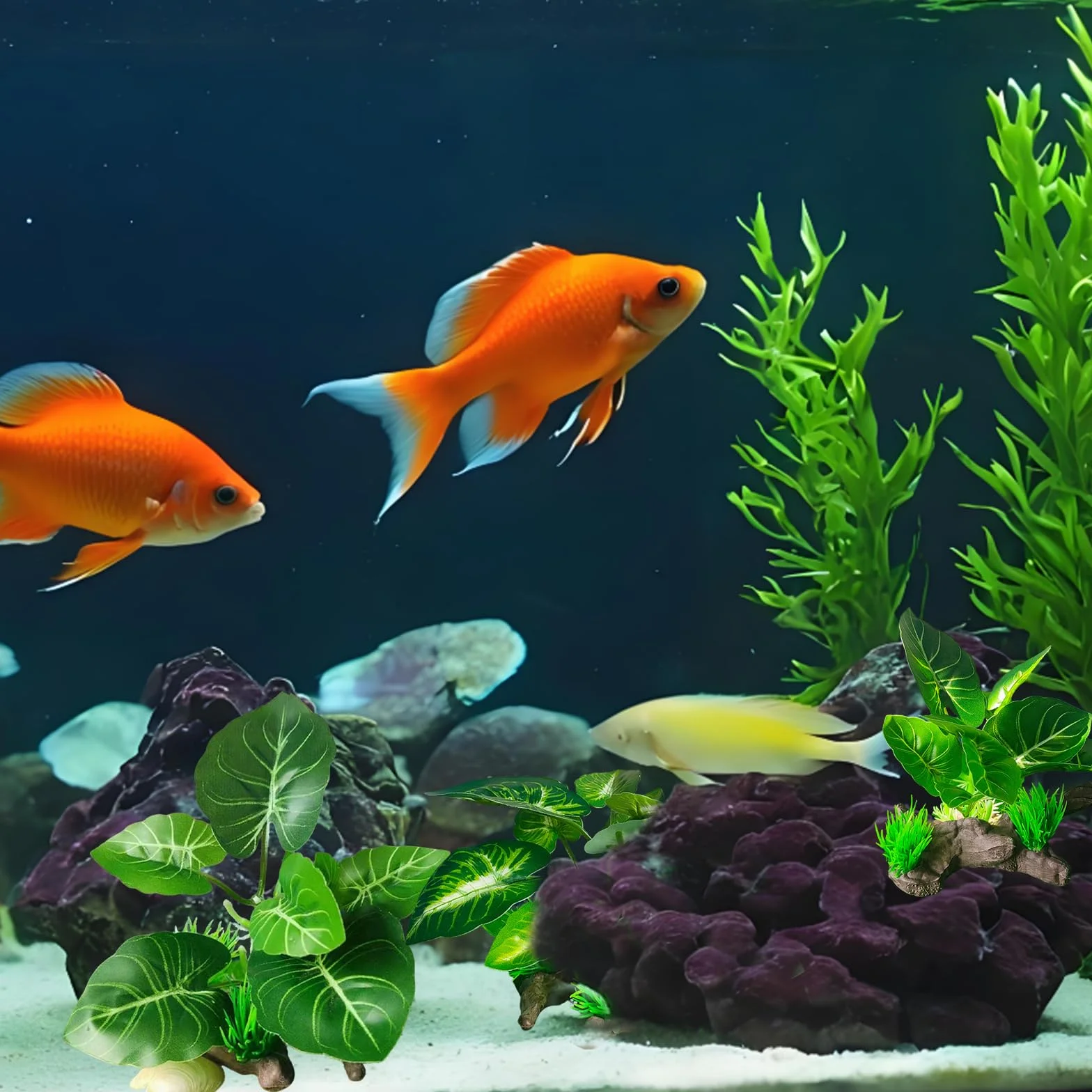 Plante Artificielle Exterieur 3 Pièces Decoration Aquarium Fleur Artificielle Interieur Gazon Artificiel