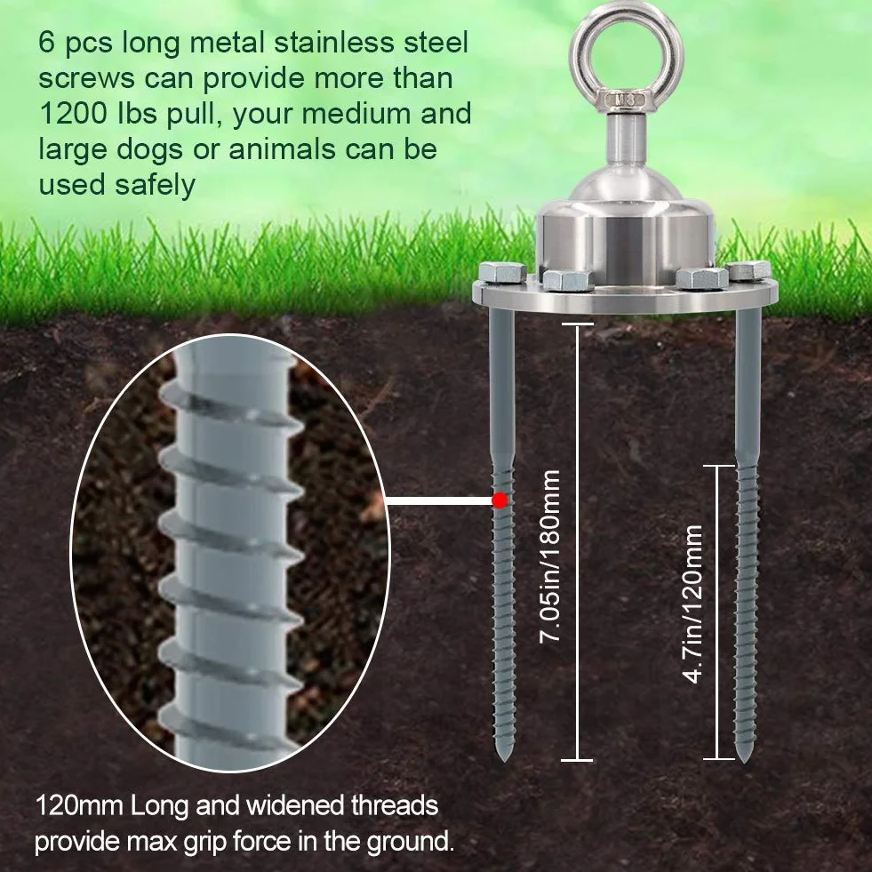 Piquet de pose pour chien à 360 ° - En acier inoxydable robuste - Sans laisse - Ancrage au sol pour chien - Pour extérieur et jardin