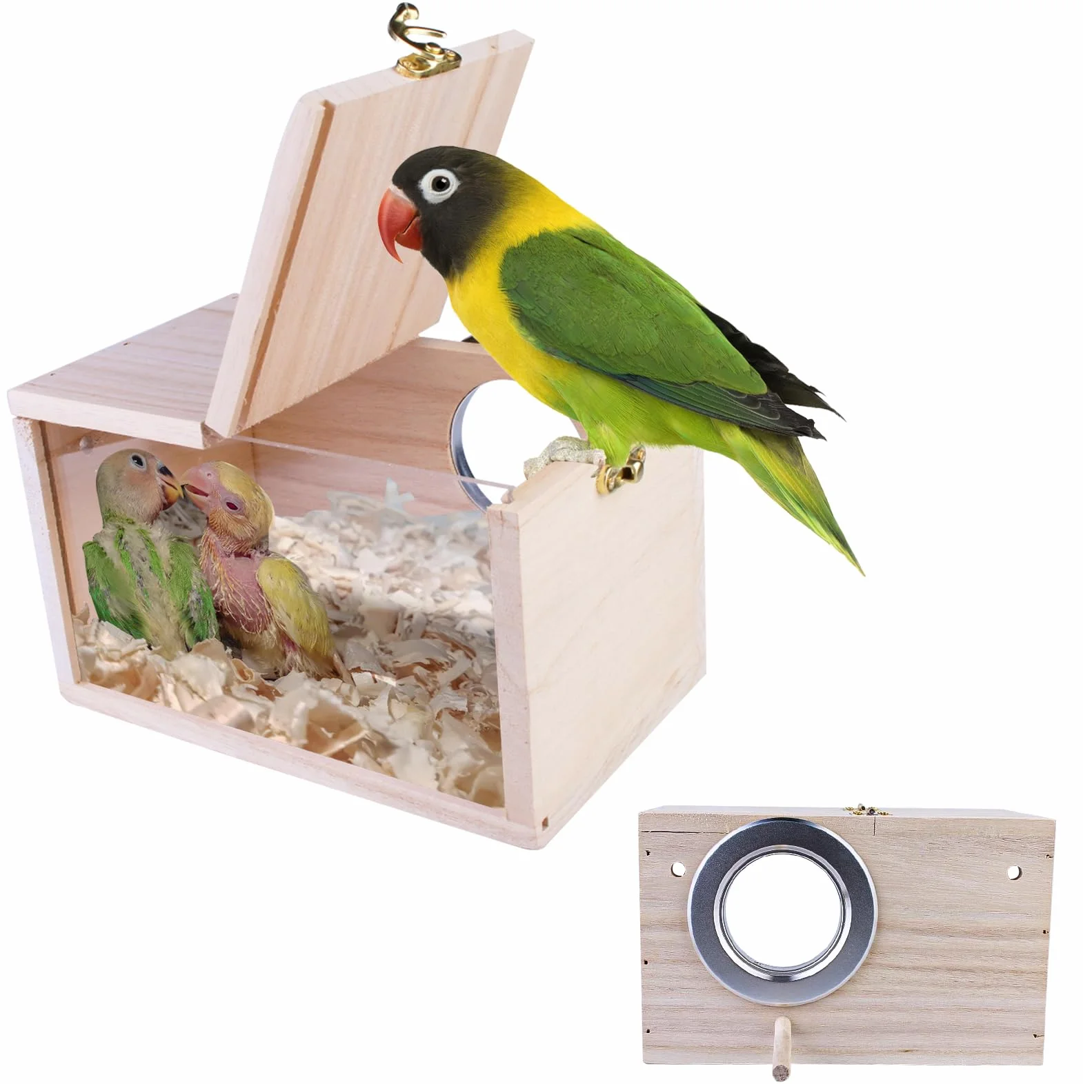 Nizirioo Nichoir transparent pour perruches, perruches, perruches, perroquets, 12 x 12 x 19,5 cm