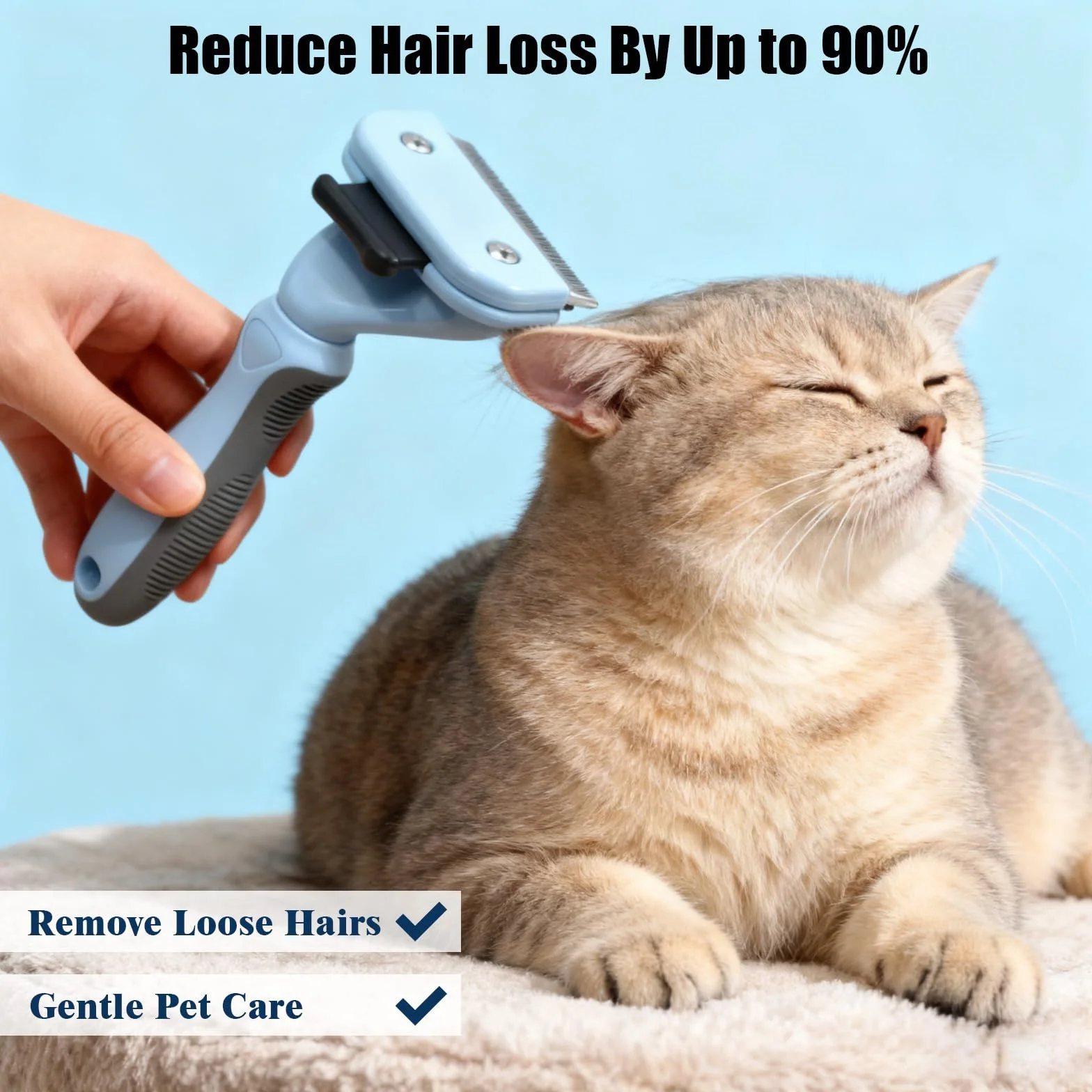 Brosse pour Chat et Chien, Brosses Poil Court et Long, Nettoyage en un Clic, Bleu