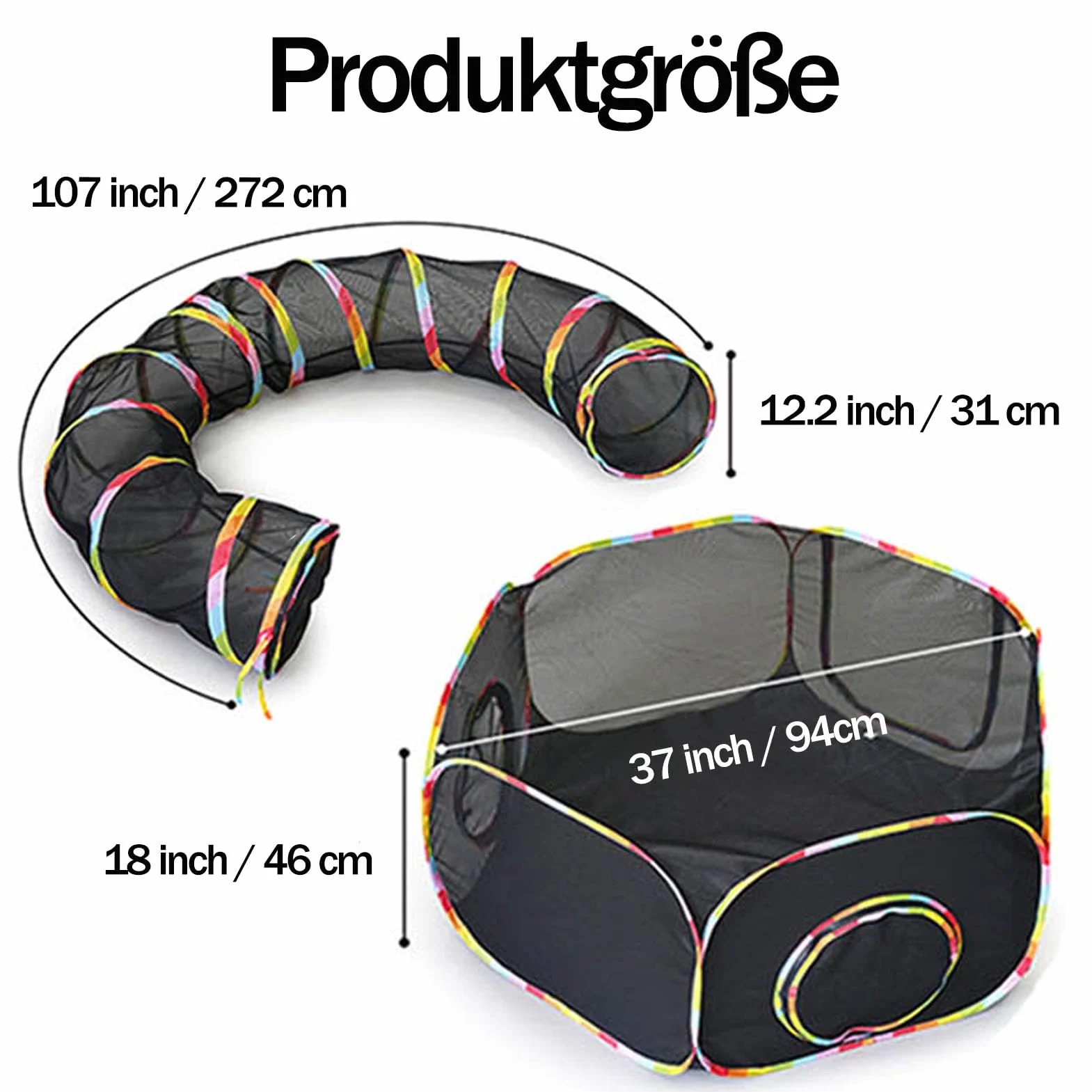 2-en-1 Tunnel pour Chats et Parc de Jeu Pliable, Imperméable, Extérieur Portable pour Jardin