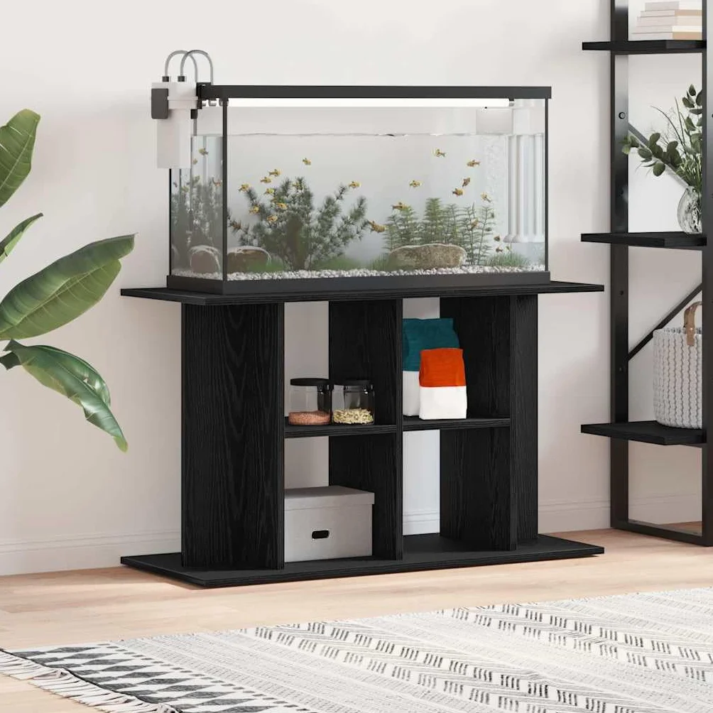 vidaXL Support d'aquarium Chêne Noir 100x40x60 cm Bois d'ingénierie