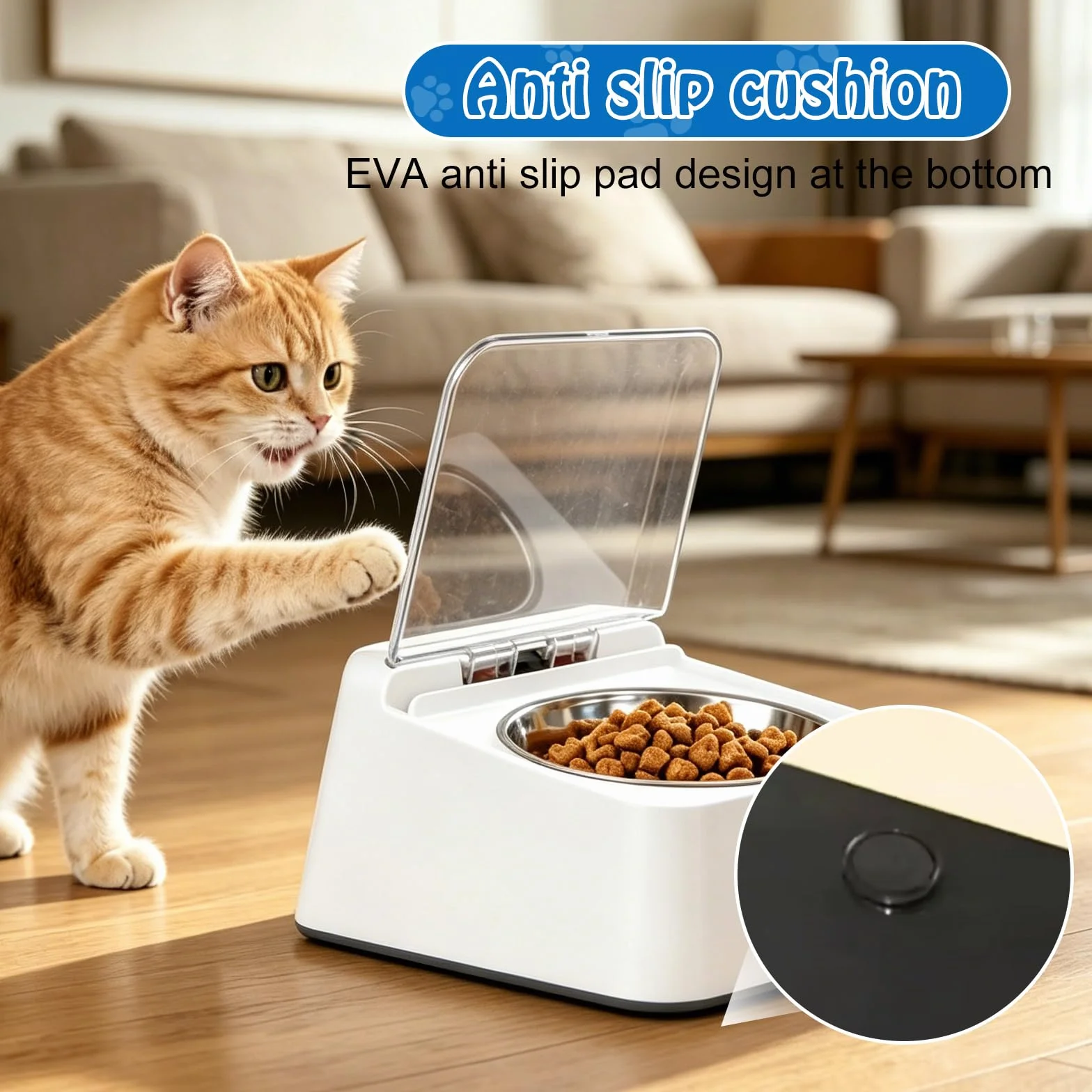 Gamelle intelligente 350 ml distributeur automatique nourriture humide chat induction infrarouge noir et blanc
