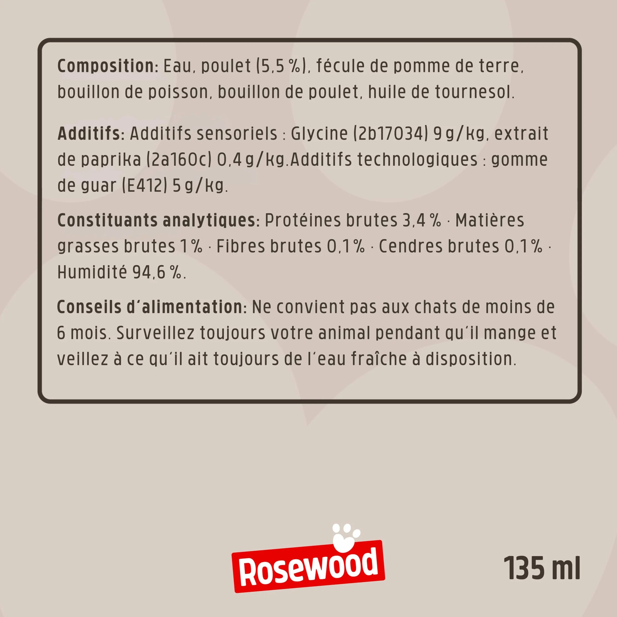 Rosewood Deli Soup Poulet Friandise au Bouillon pour Chat avec Morceaux de Poulet Tendre 135 ML