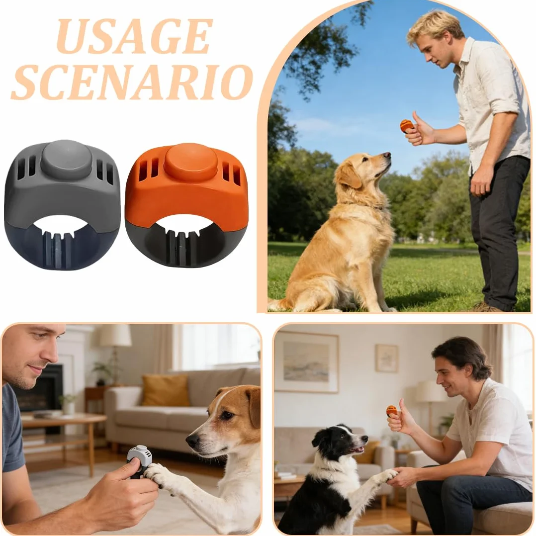 2 Clicker Chien Dressage (21mm) en orange et Gris, Clicker en Anneau pour Animaux de Compagnie Accessoire Pratique pour l’Entraînement Canin pour Chien Chat Cheval