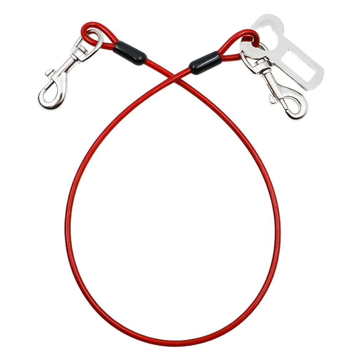 Lot de 2 ceintures de sécurité pour chien en corde d'acier pour voiture, câble d'attache sans mastication avec double clips et fixation de loquet