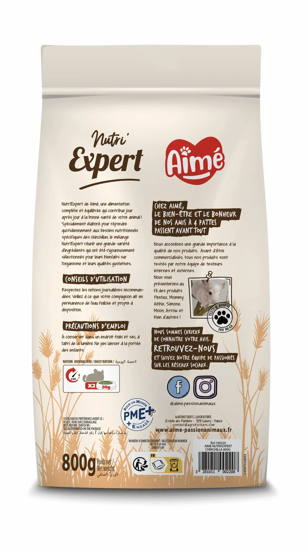 Nutri'Expert Nourriture pour Chinchilla Mélange Premium Varié 800g