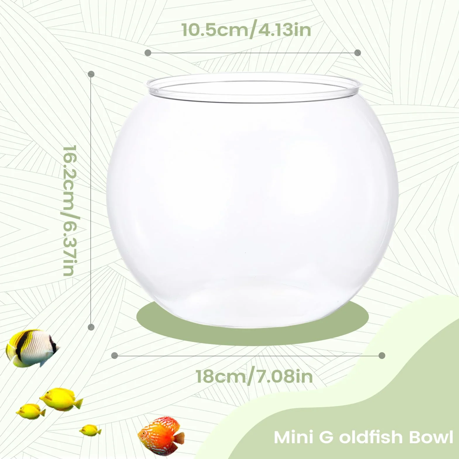 Bocal à Poissons Rond Transparent, Aquarium en Plastique Incassable, Mini Vase pour Poissons Rouges