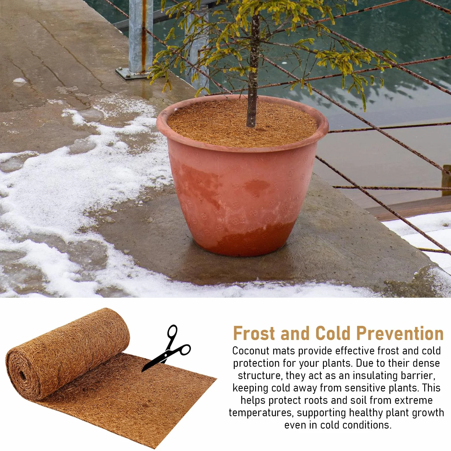 Tapis en noix de coco 40x200 cm protection contre le gel froid 100% fibres de coco