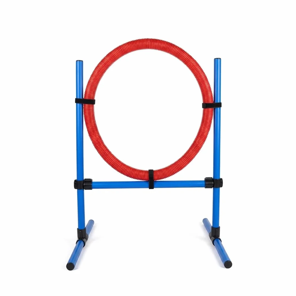 Cerceau d’Agilité pour Chien en Plastique avec Supports Métalliques Ajustables