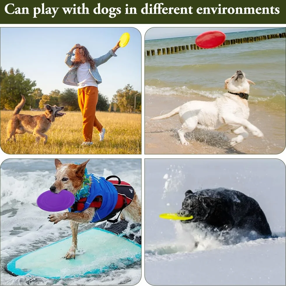 Frisbee pour Chien en Silicone Disque Volant Jouet Interactif Plein Air Petits et Moyens Chiens