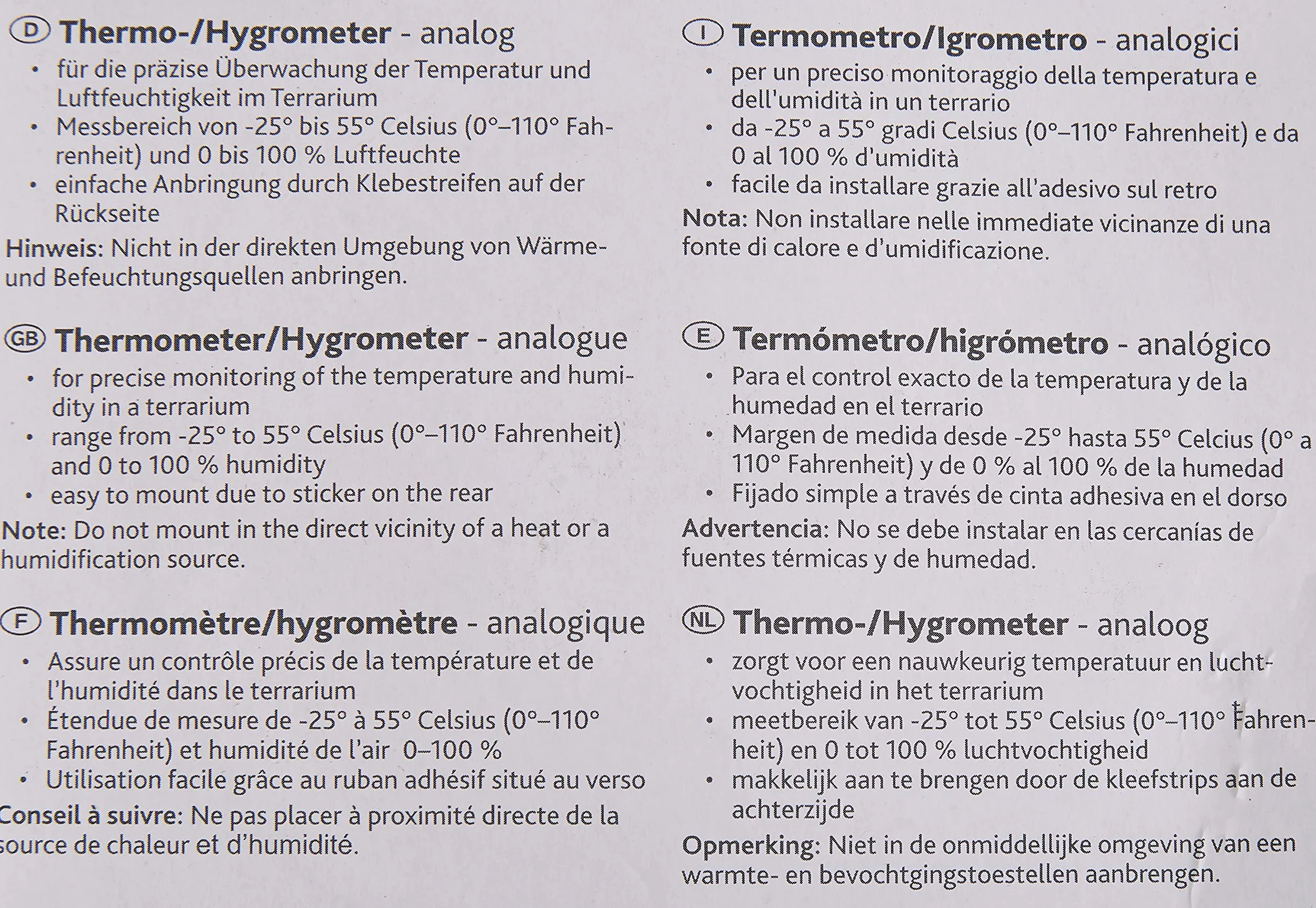Thermomètre hygromètre analogique pour terrarium contrôle précis température humidité