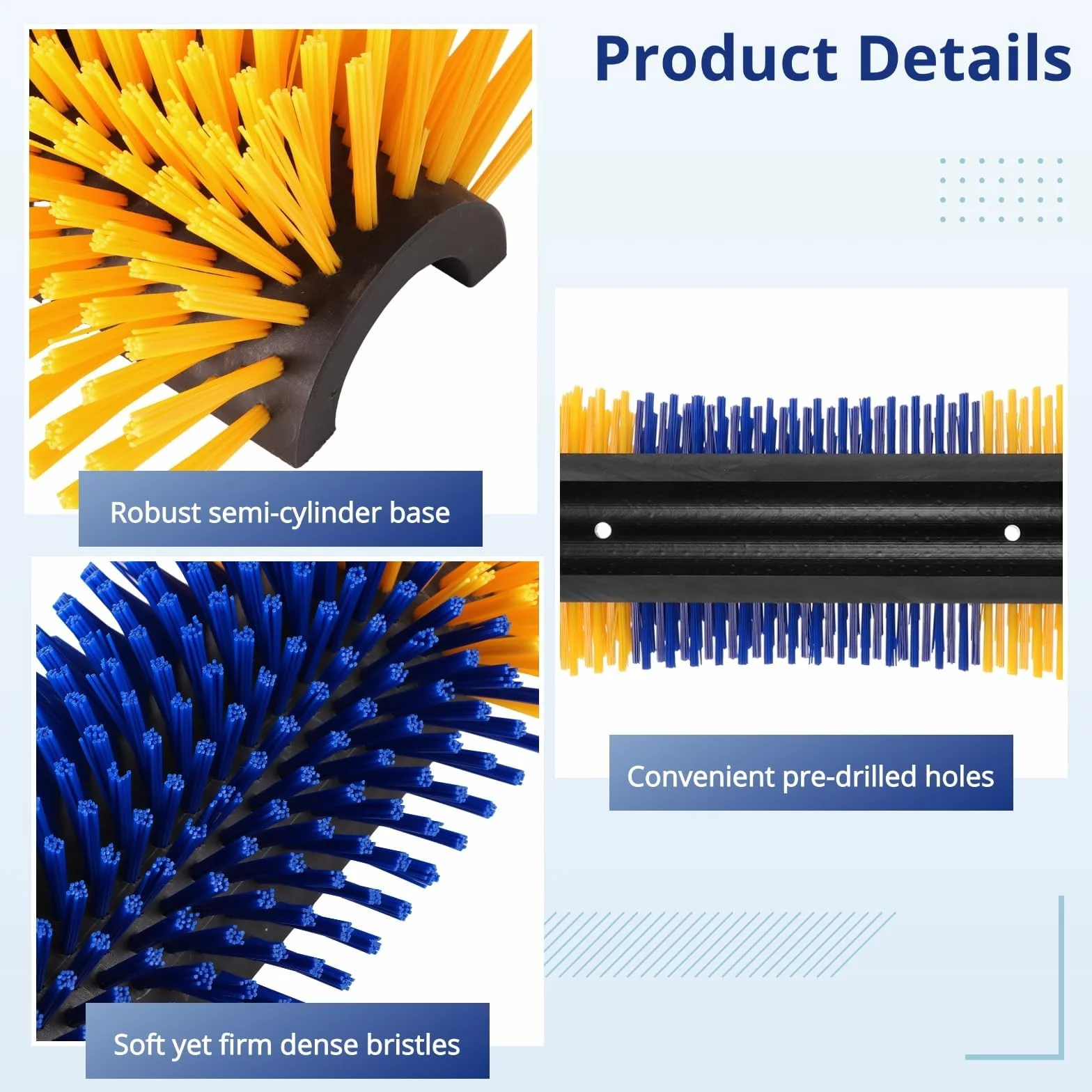 Lot de 4 Brosses à Gratter pour Bétail, demi-ronde, 19.2 x 43.5 cm