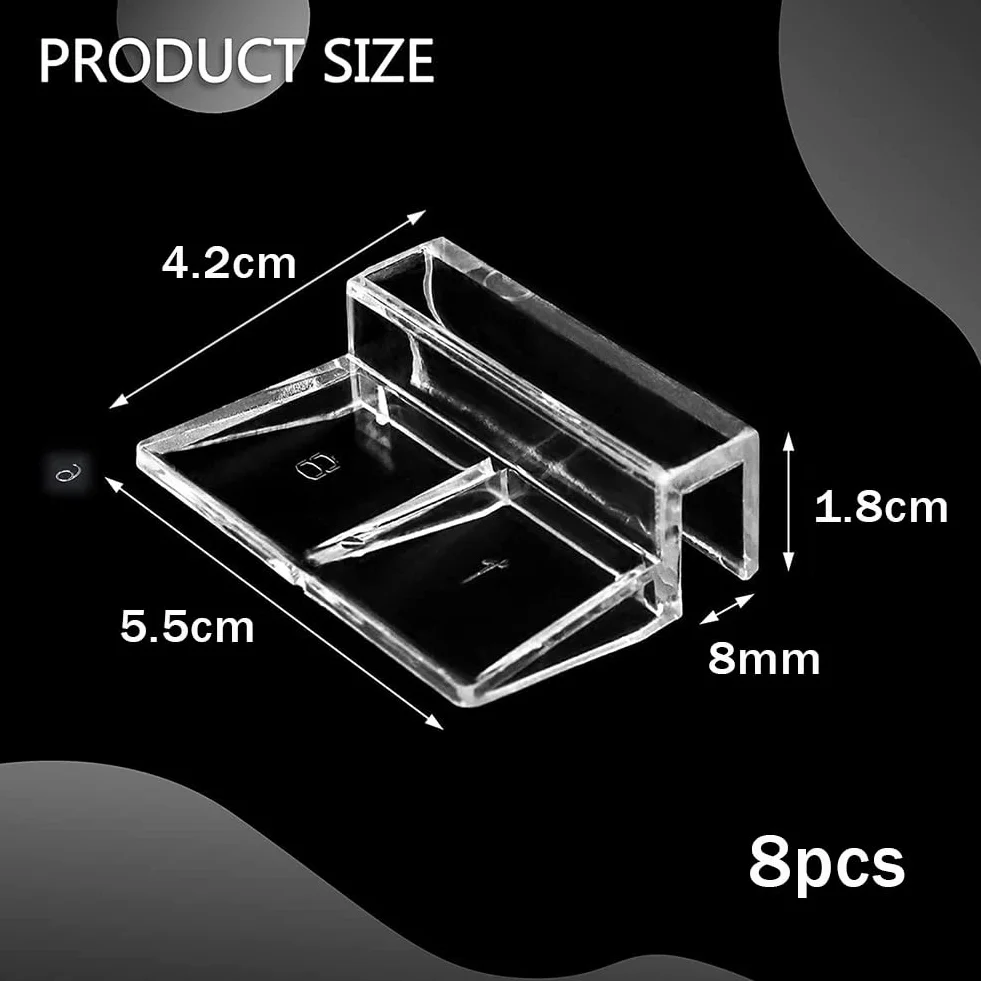 Clips de Couvercle d'Aquarium Acrylique 8mm Lot de 6 Support en Verre