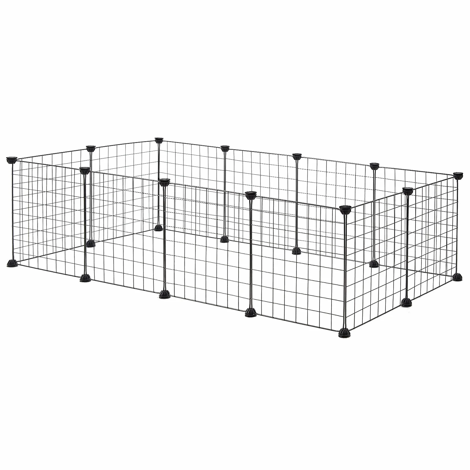 EUGAD Enclos Lapin Parc Intérieur Métallique Noir Lot 12 Panneaux Grillagés 142x72x36CM