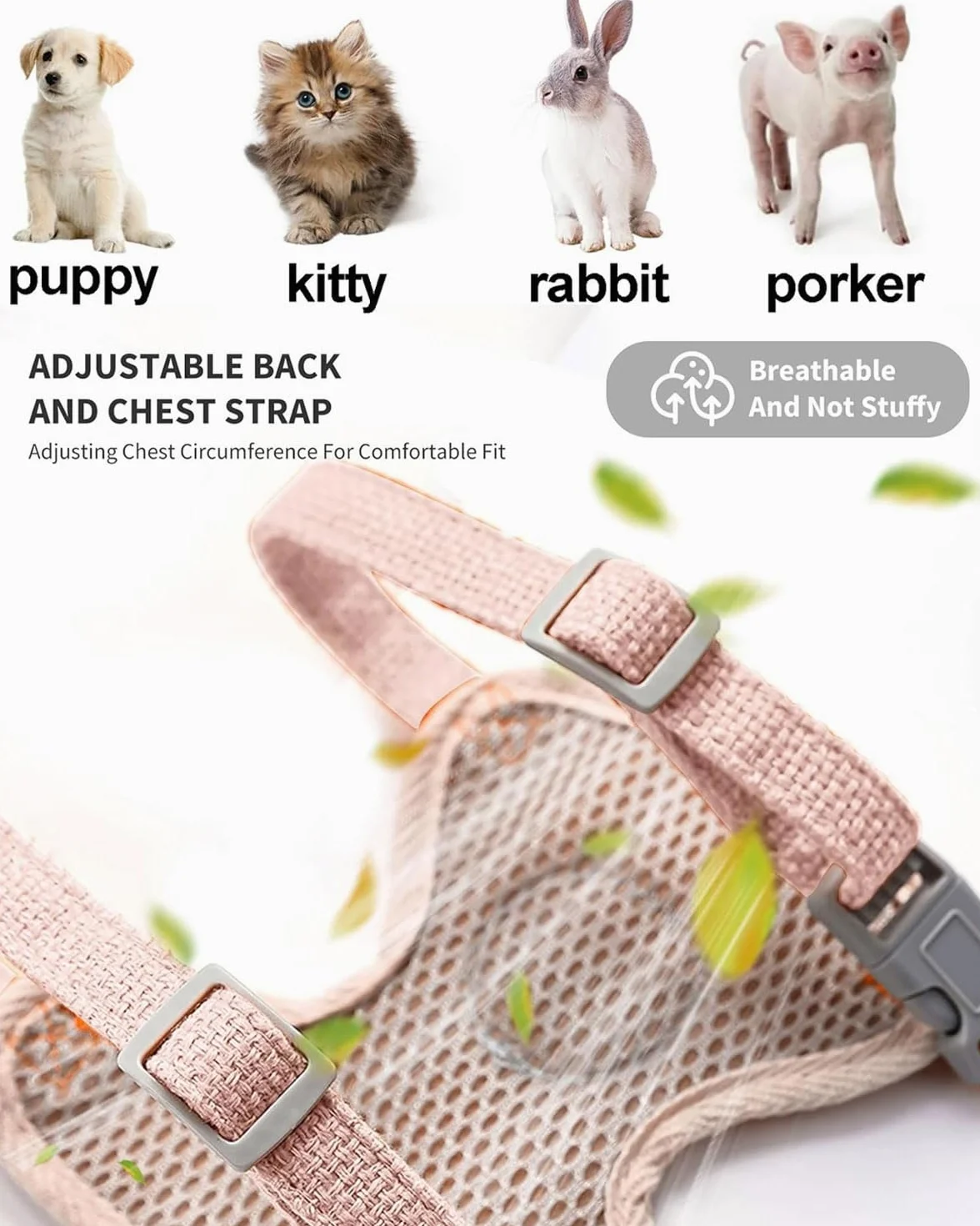 Harnais pour lapin réglable respirant laisse petits animaux S