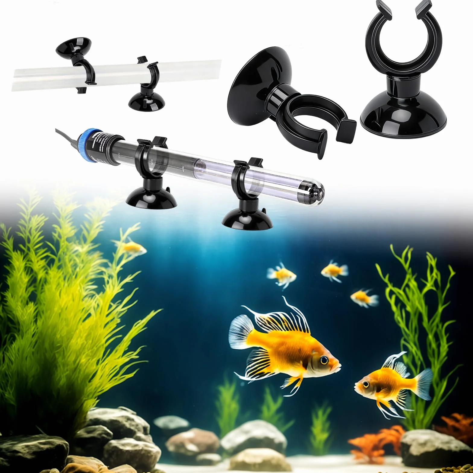Ventouses de chauffage d'aquarium Lot de 25 - Noir - Diamètre intérieur 17 mm
