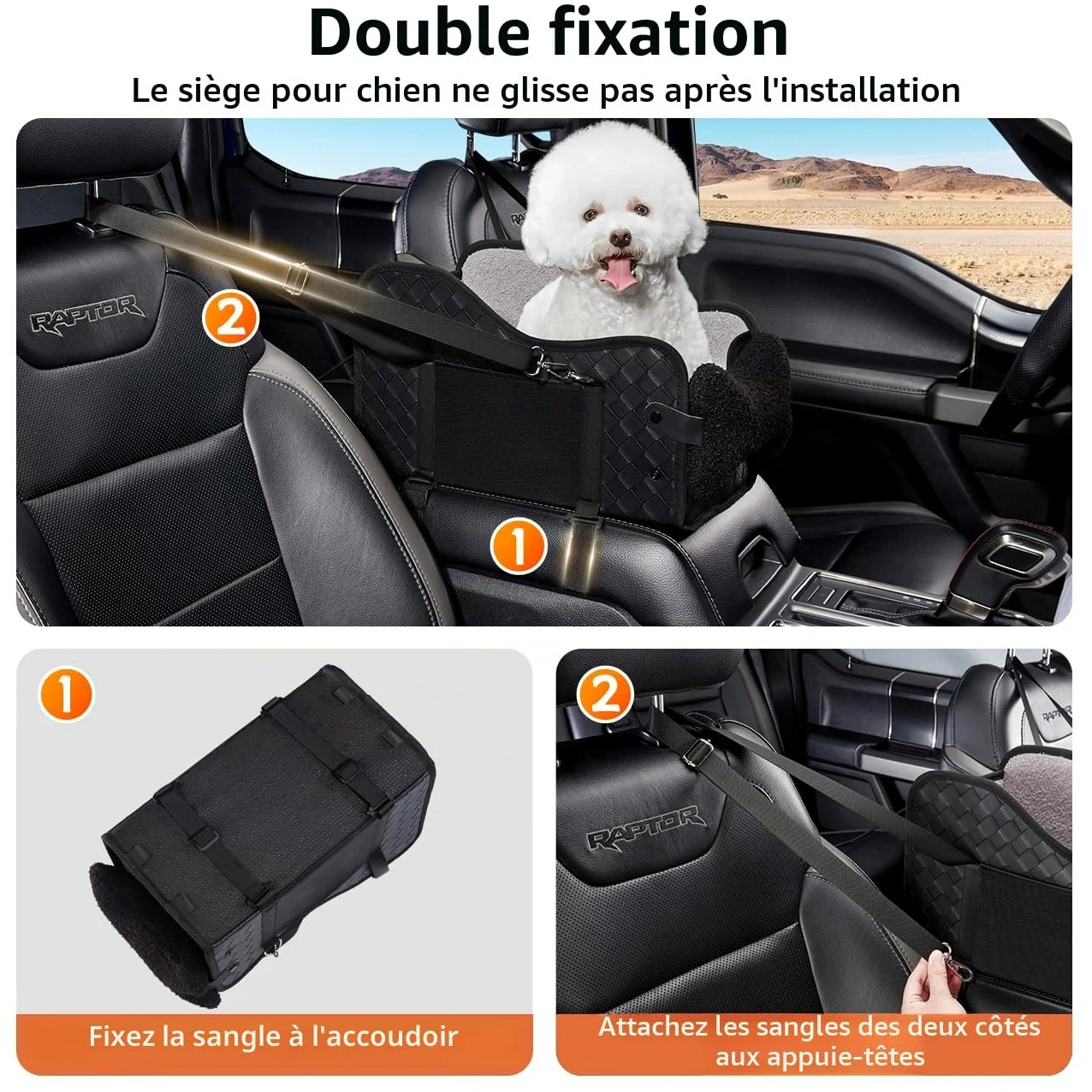 GGW Siège Auto 99% accoudoir Central Petits Chiens Fixation étanche Cuir Noir