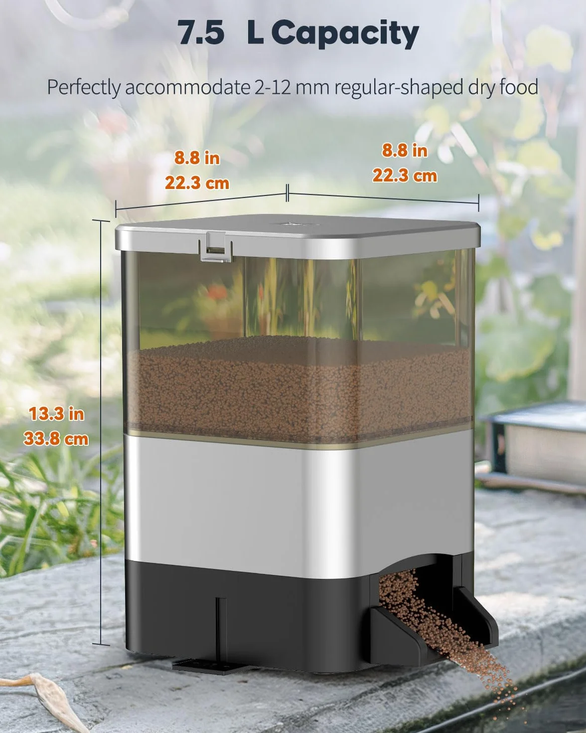 Pawfly Automatyczny Karmnik dla Ryb 7.5 L duży do Stawu, Zewnętrzny, Z Timerem, Wodoodporny