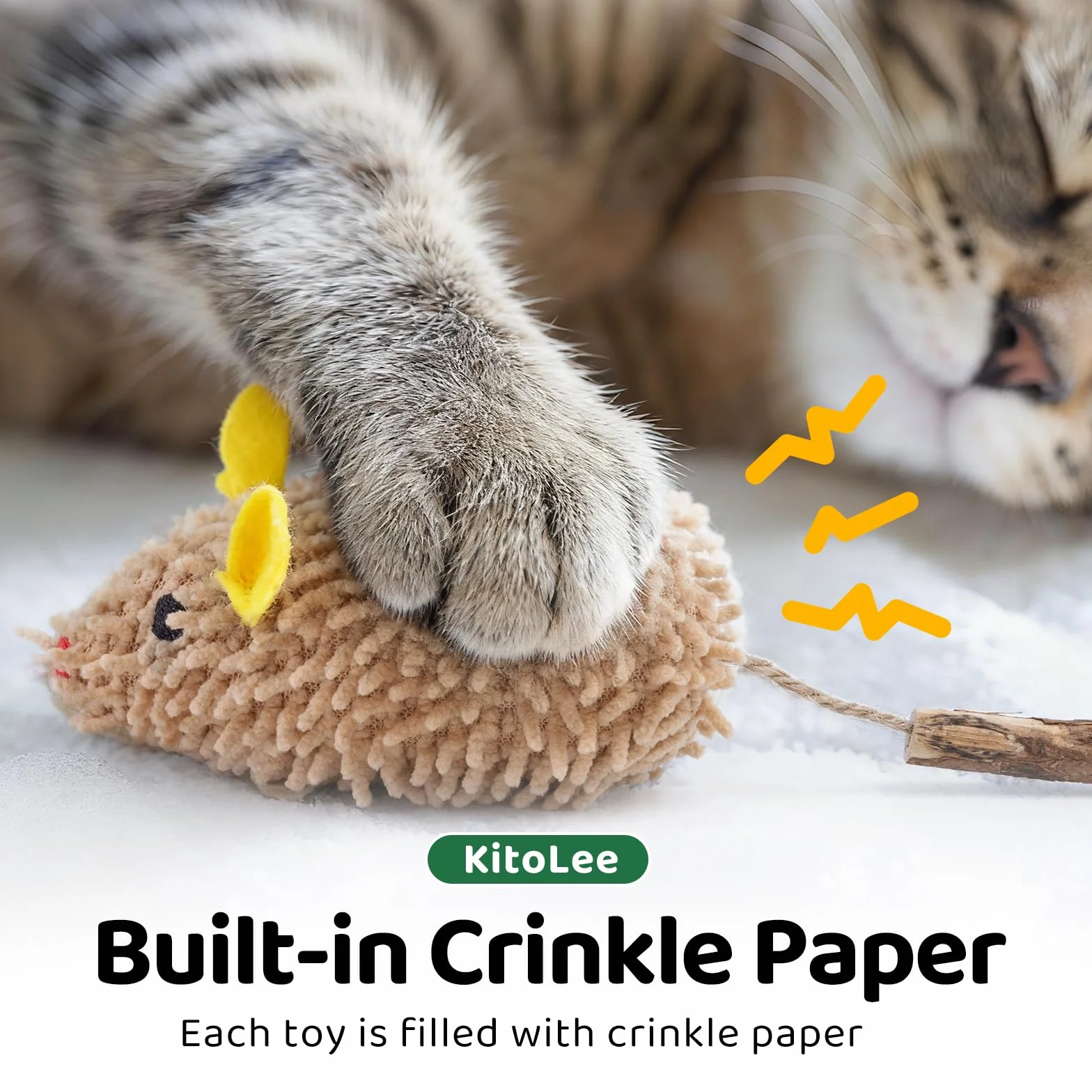 Jouet interactif en peluche pour chat herbe à chat résistant aux morsures chenille souris hérisson