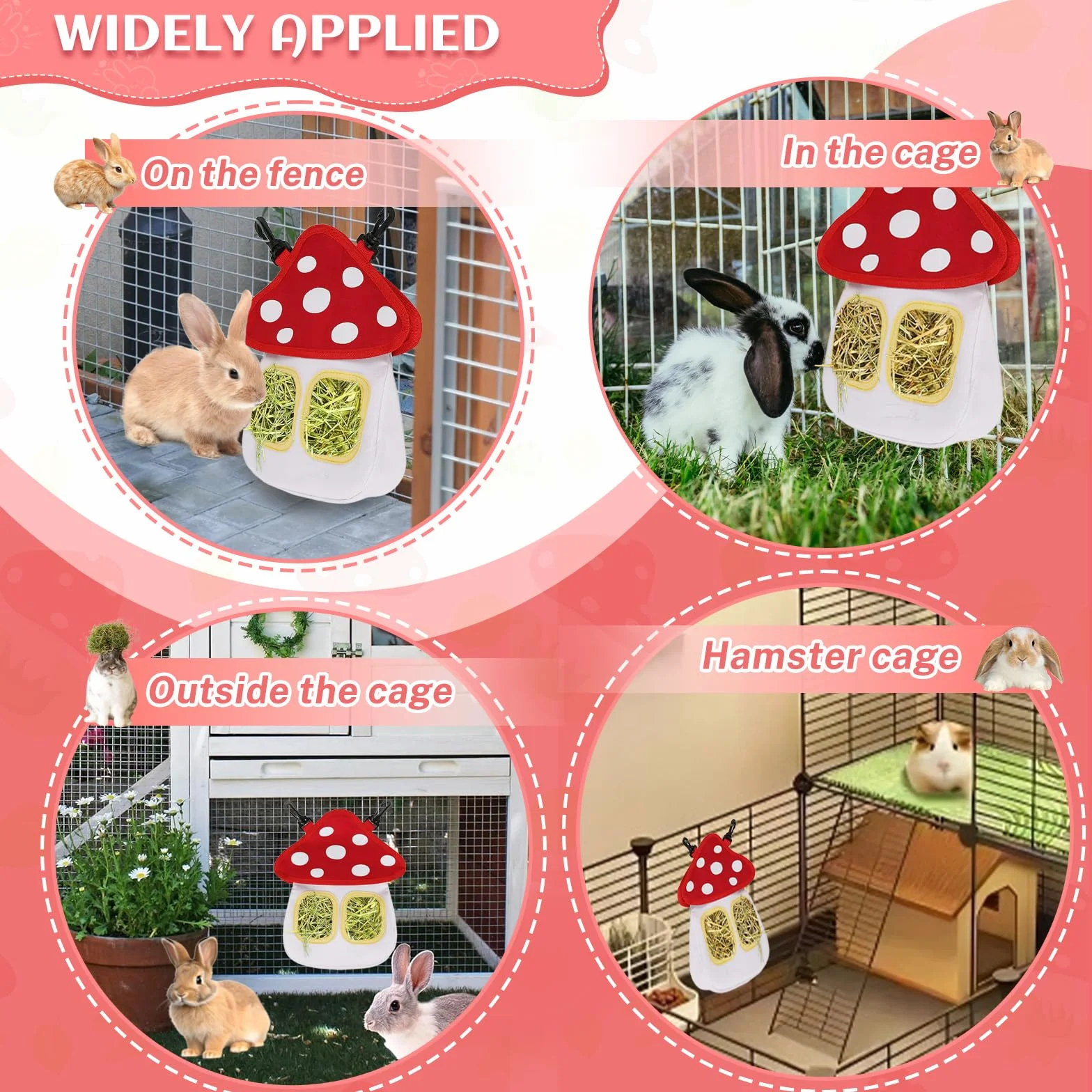 Râtelier à Foin Lapin dellyy avec 2 Poutres Mangeoire Cochon d'Inde Foin pour Hamster Chinchilla Blanc M