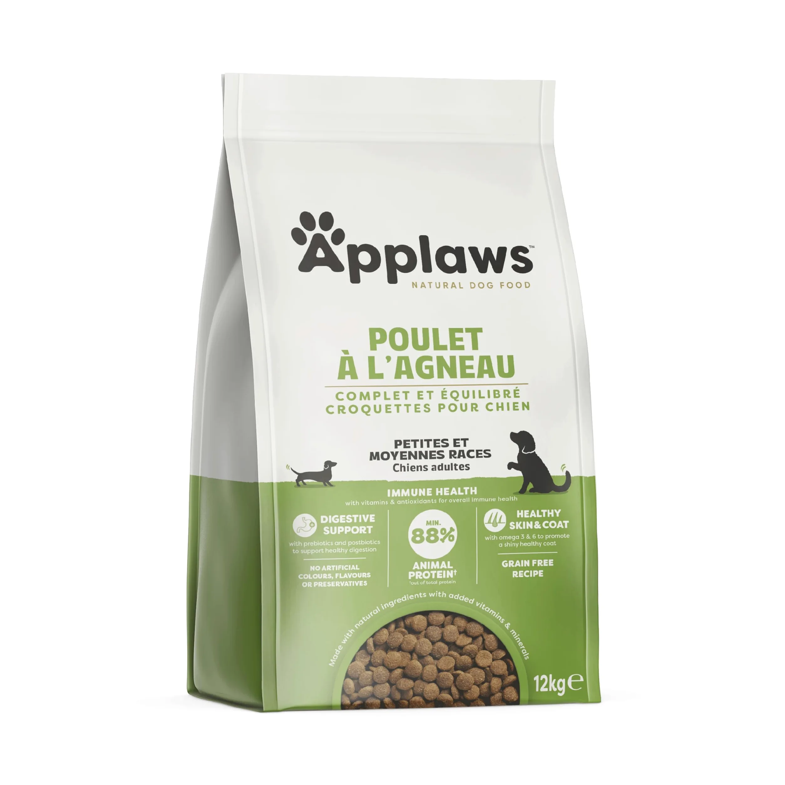 Applaws Croquettes pour Chien Adulte Petites & Moyennes Races 12kg – Poulet avec Agneau (1 Paquet), sans Céréales, Riche en Protéines, Ingrédients Naturels