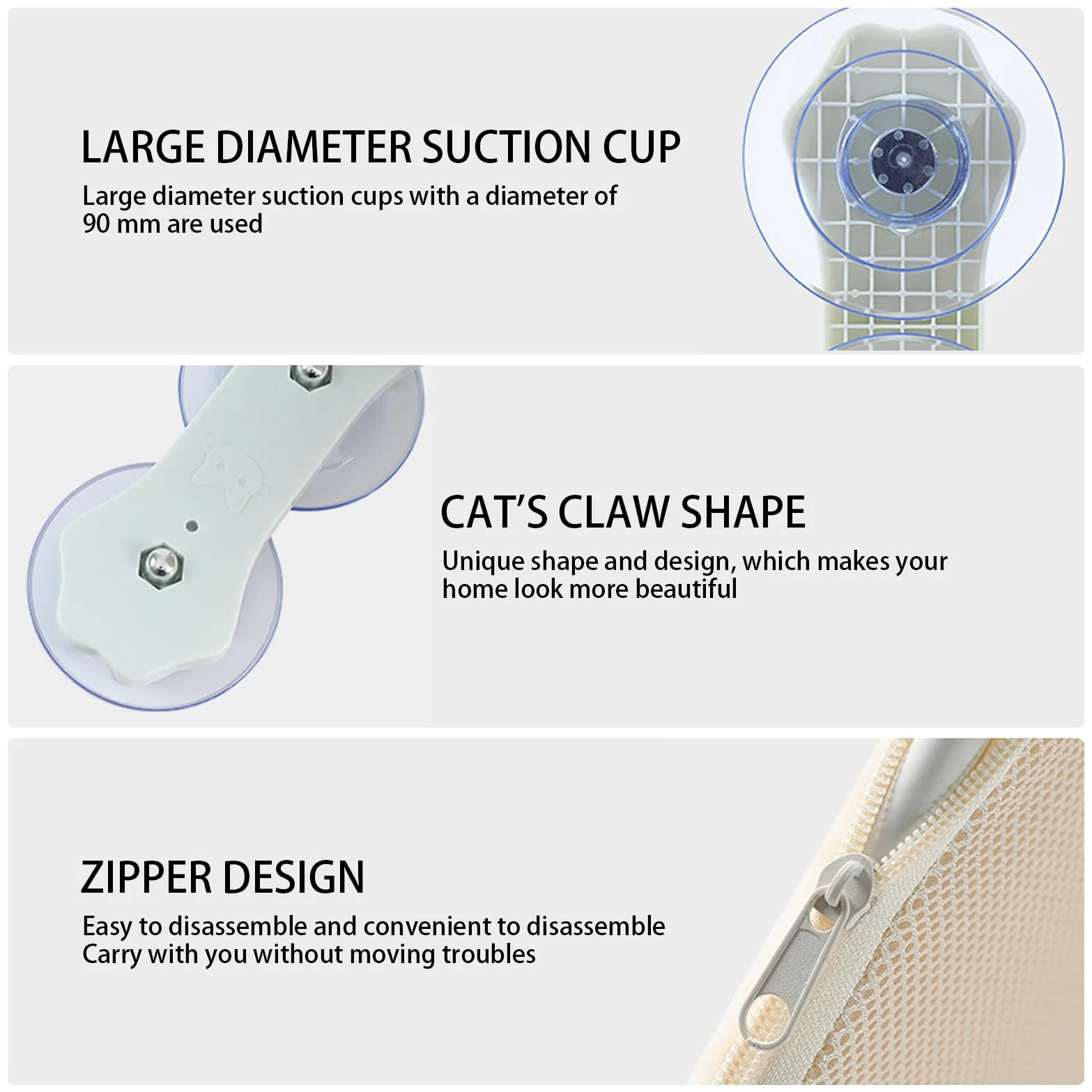 Perchoir De Fenêtre pour Chat Siège Pliable sans Cordon Doux Respirant | Couchette Avec Ventouses Puissantes Accroche Fenêtre Destiné Aux Animaux De Toutes Tailles En Intérieur Sur