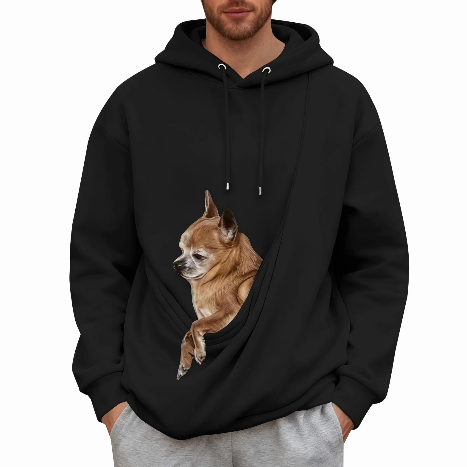 Sweat à capuche polaire pour chien chat chiot transport automne hiver manches longues poche kangourou