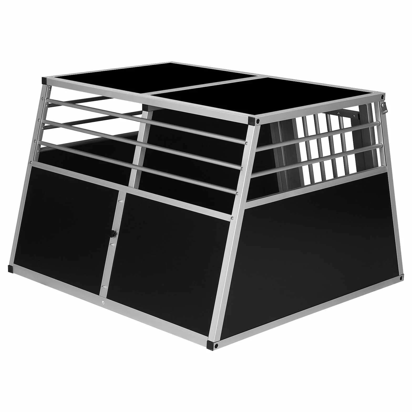 EUGAD Caisse Transport Chien, Cage de Transport pour 2 Chiens Voiture,Caisse de Transport pour Grand Chien Aluminium avec Cloison Séparation Fermeture Sécurité, Cage Transport Solide 97x92x66cm