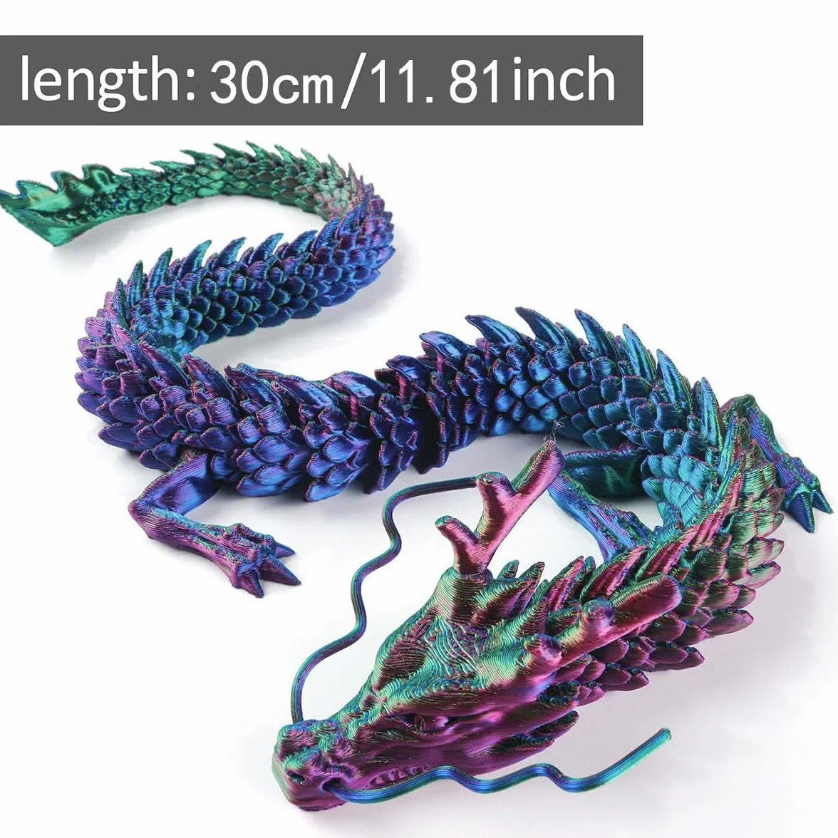 Décoration Aquarium Dragon Bleu-Violet Cristal Articulé Jouet Bureau