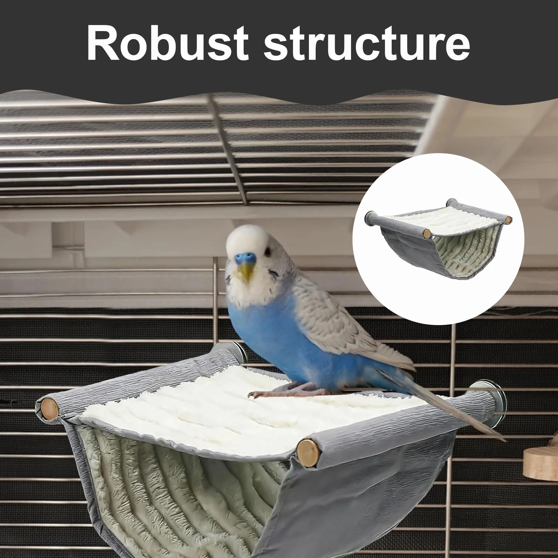 Hamac pour oiseaux Nid d'oiseau chaud hiver Accessoires perruches ondulées cage gris