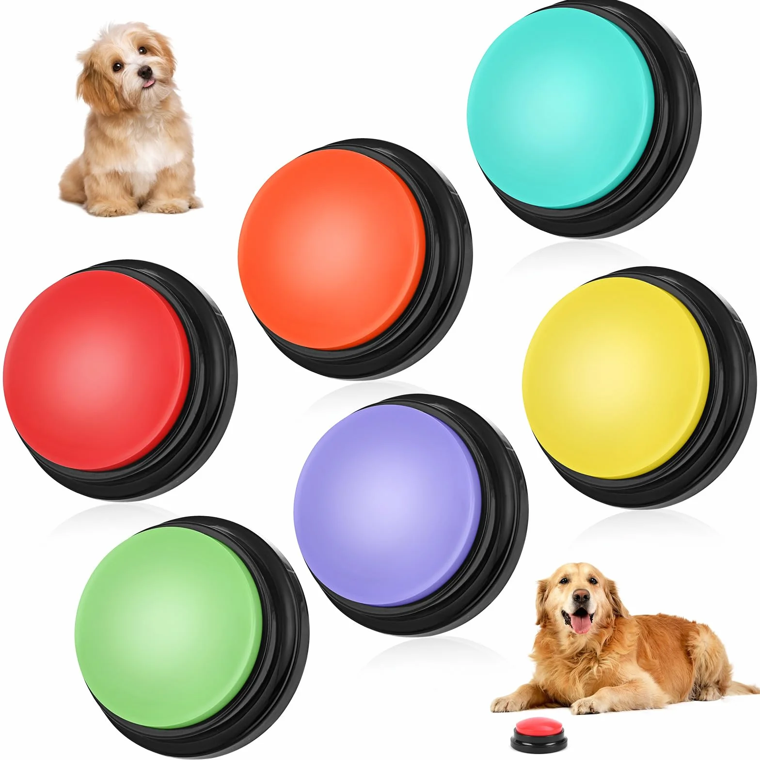 Lot de 6 buzzers avec enregistrement 30 secondes pour chien, jouet d'intelligence