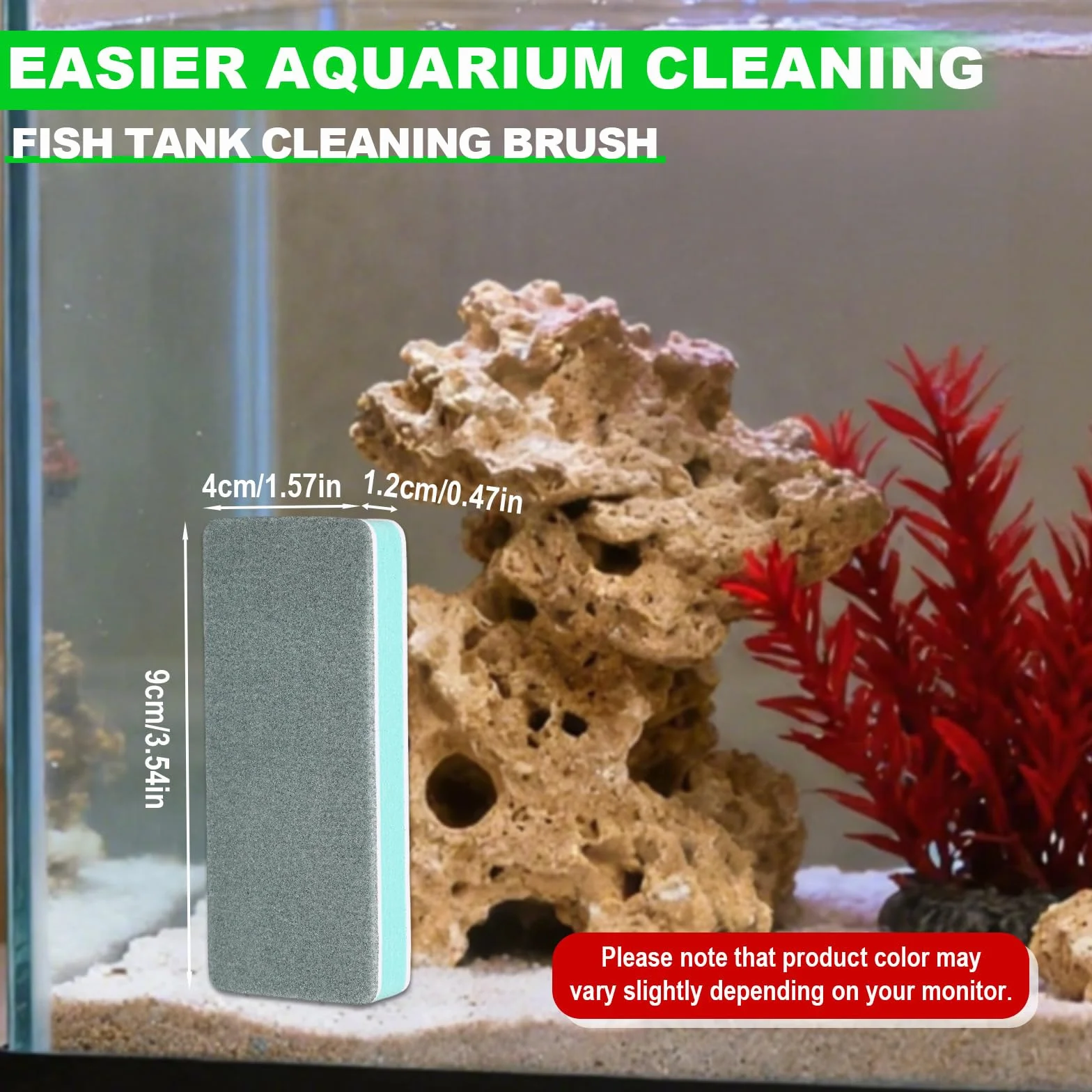 EVA Brosse Nettoyage Aquarium 4 Pièces, Double Face Éponge pour Bac à Poissons et Cuisine (Vert)