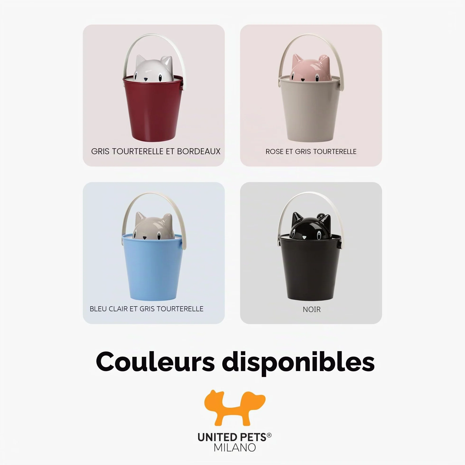 United Pets Crick Seau à Croquettes pour Chats Rose Gris Cuillère Mesure Incluse