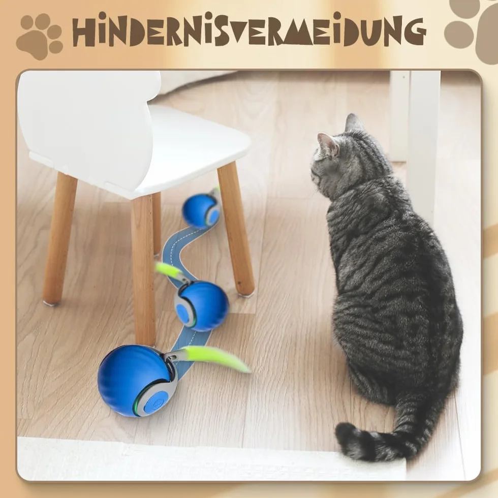 Catnat 2026 Jouet Interactif Speedy Tail pour Chat avec Queue en Peluche (Bleu)