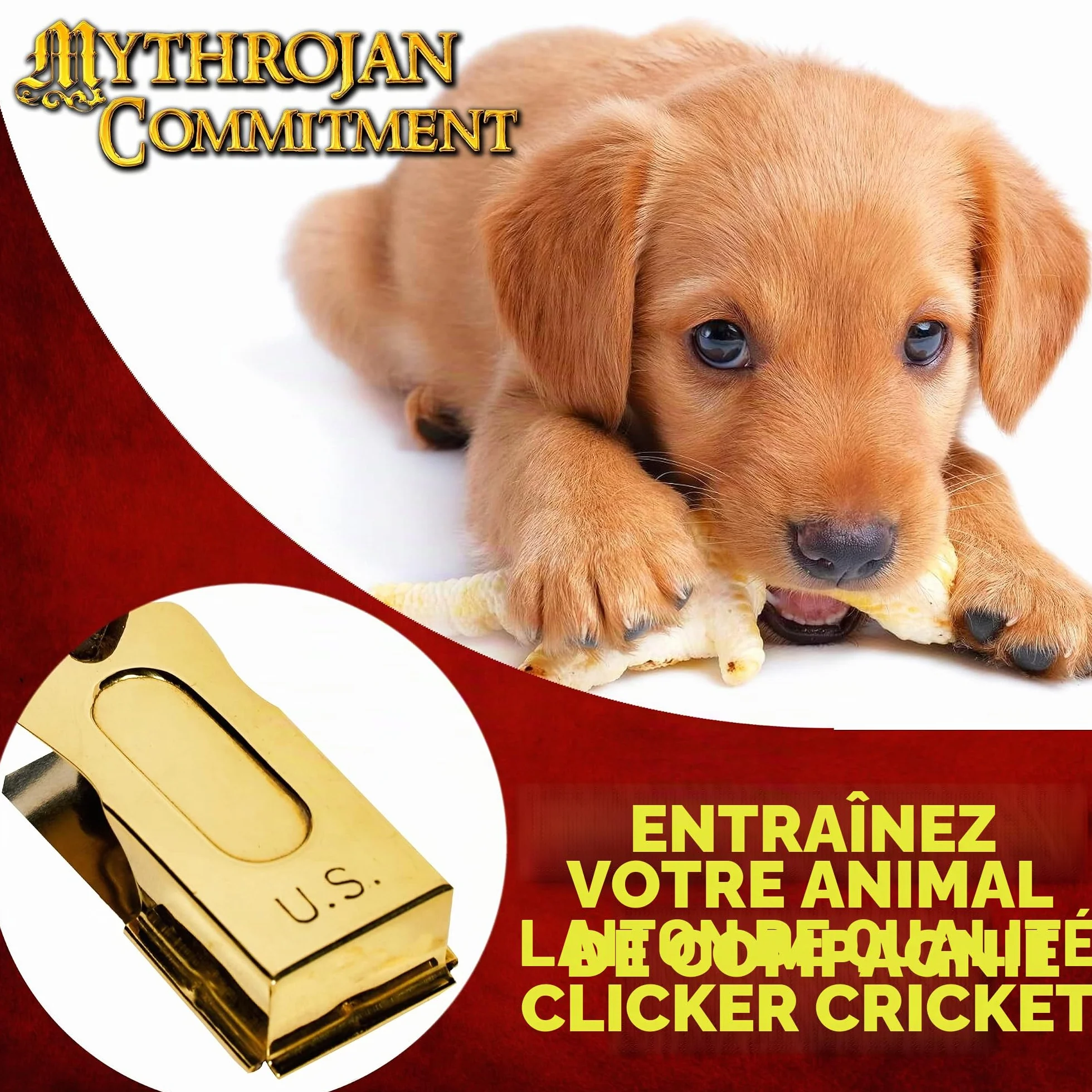 Mythrojan Brass and Steel Pet Training Clicker Puppy Dog Training Dog Clicker Cricket Clicker U.S. Engraved WII Military Gear Metal Clicker